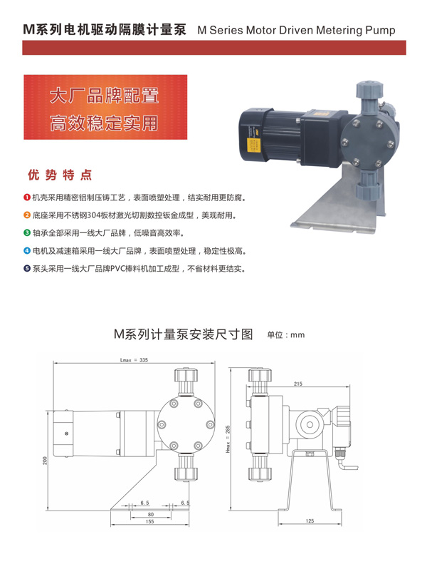 M係列（liè）電機驅動（dòng）隔（gé）膜計量泵